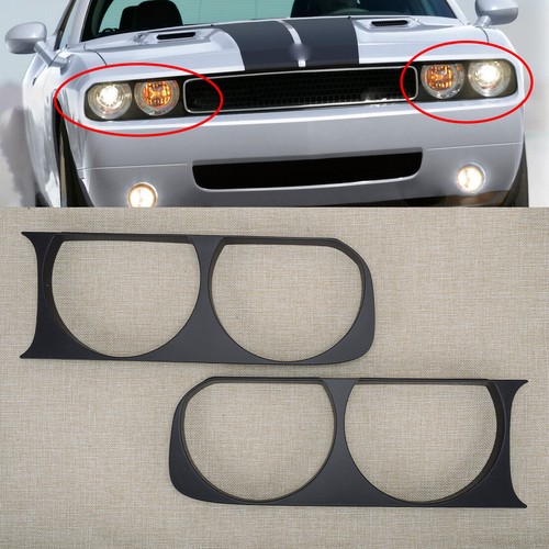 1pair Headlight Bezel Frame Trim Cover Left & Right Fit for Dodge Challenger