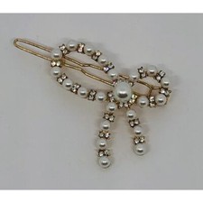 6 PZ Molletta Pinza a forma di Fiocco con perle DECORAZIONE BOMBONIERA 0U9J