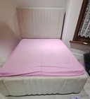 PLUSH VELVET DIVAN BED SET + HEADBOARD, ORTHOPEDIC MATTRESS + OTTOMAN STORAGE.