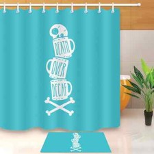 Skeleton Art Cup Waterproof Bath Polyester Shower Curtain Liner Water Resistant