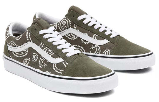 Size 5.5M/7W Vans Skull Tapestry Grape Leaf Olive Unisex Slip On Shoes 507698 Vans Classic Slip-On Skull Tapestry Grape Leaf True White  main image 4