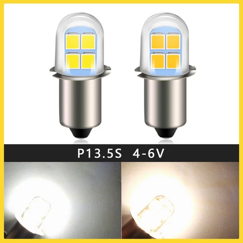 4PCS P13.5S PR2 LED Flashlight Torch Light Bulb DC 4.5V-6V White/ Warm White