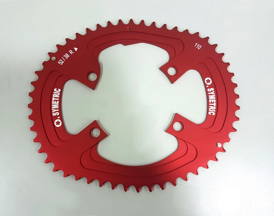 Osymetric BCD110x4 52+38T 9100/9150/8000/8020/8050 Edition Chainring Set Red  - Image 3 of 4