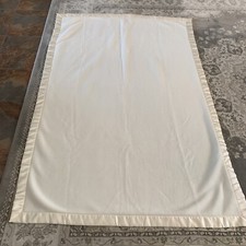 vintage SATIN TRIMMED BABY CRIB BLANKET NEW BOY OR GIRL IVORY CREAM