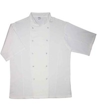 Dennys Short Sleeve Chefs Jacket Unisex 60 Degrees Wash Stud Fastening