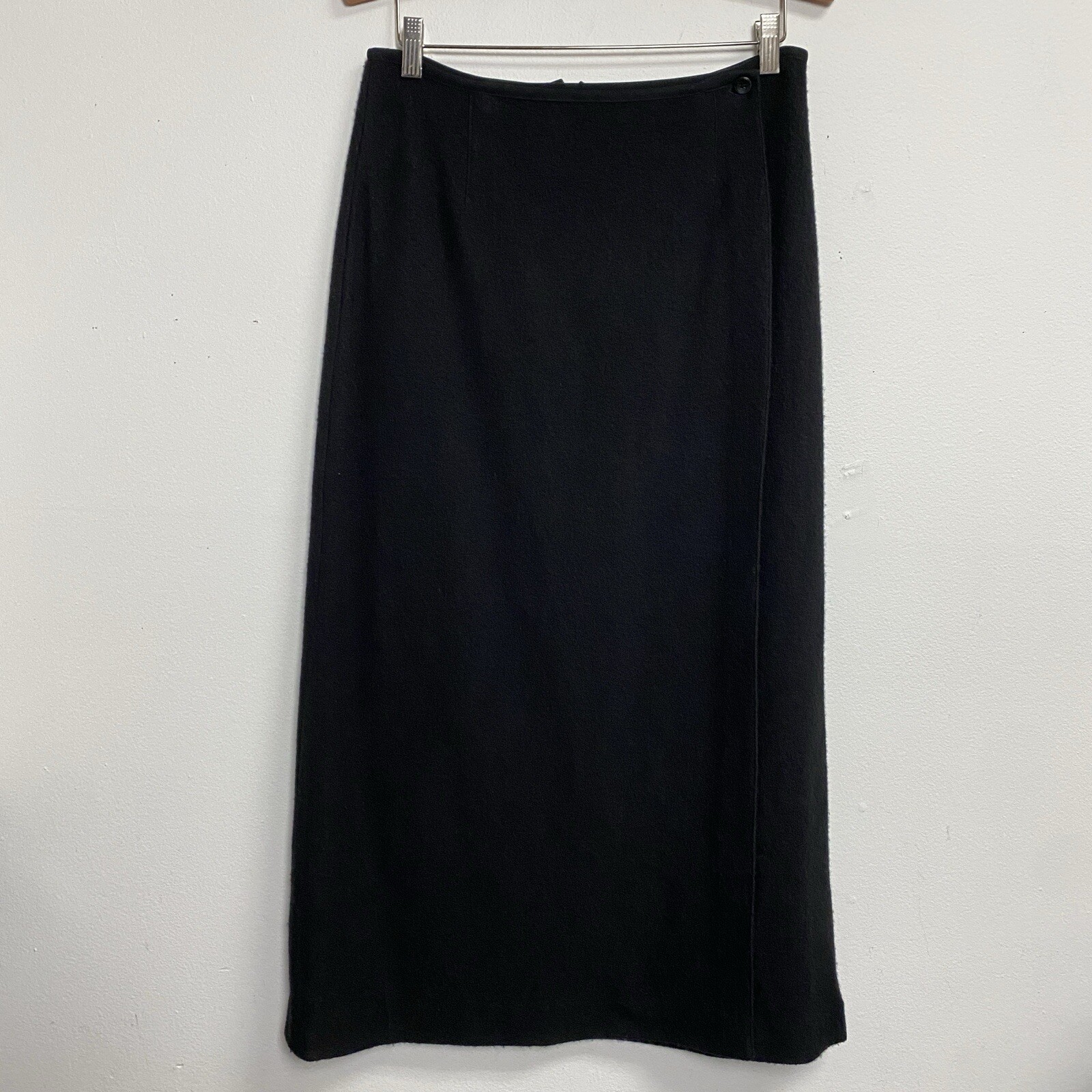 Talbots Black Wool Midi Skirt Size 10P Grunge Whimsygoth Overlap Design-image