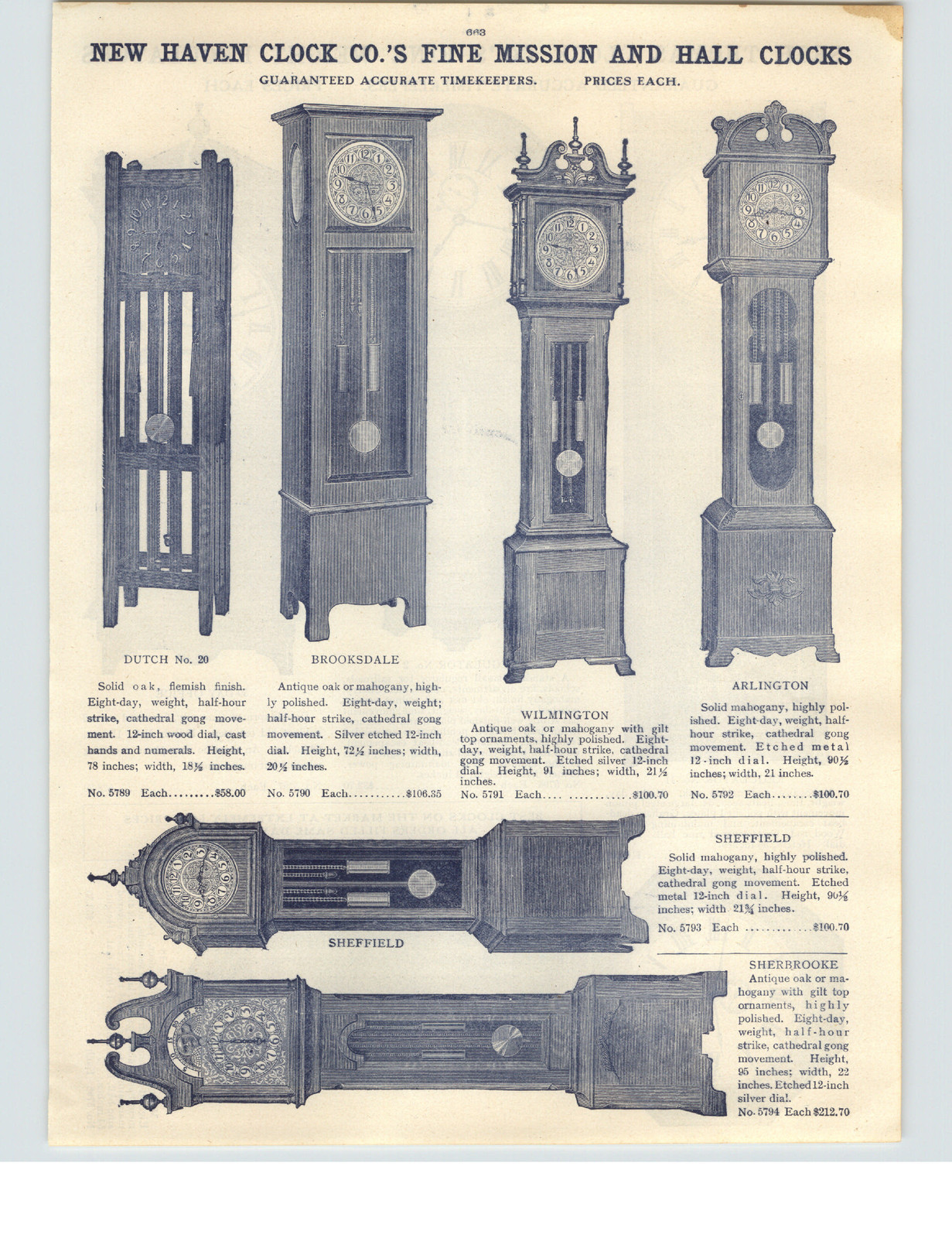 1910 PAPER AD New Haven Mission Dutch Grandfather Seth Thomas Regulator Clock