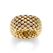 Flex-Ring Gelbgold 14 mm breit Bandring  Stretch-Schmuck Himbeermuster dehnbar