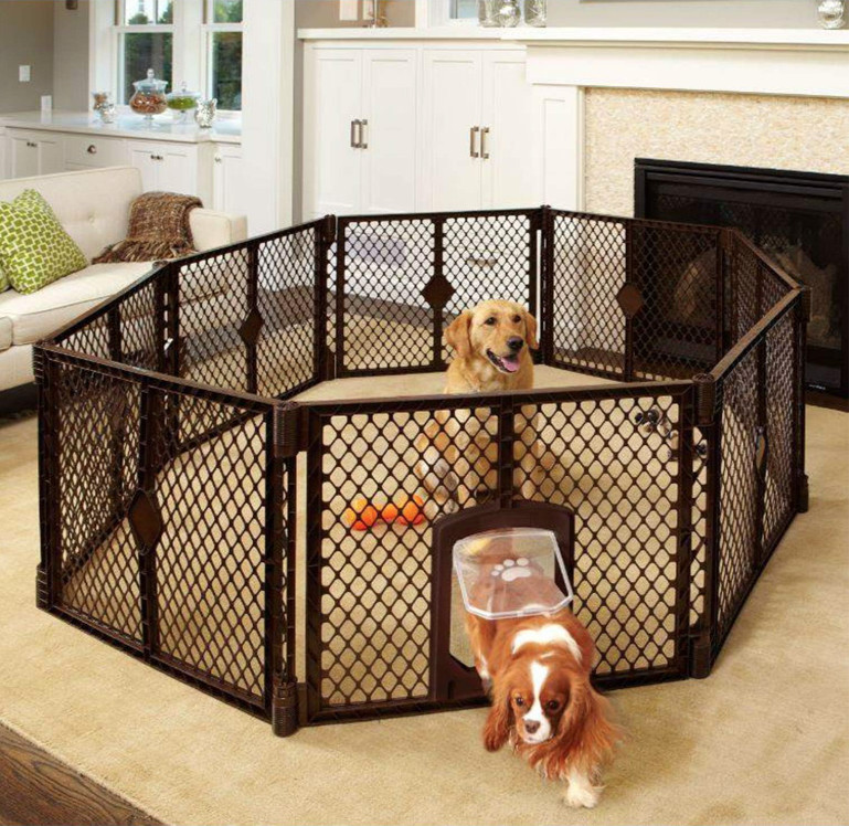 6.5' Wide Customizable Folding Dog Playpen Indoor/Outdoor. Made in USA. 8-panel