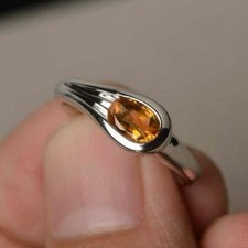 1.75ct Lab-Created Yellow Citrine Solitaire Engagement Ring 9k White Gold Plated