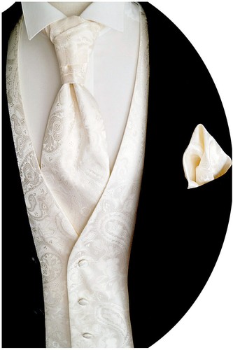 Chaleco de boda con plastrón, pañuelo de bolsillo y corbata 4 piezas modelo nº 20.3 - Imagen 3 de 7