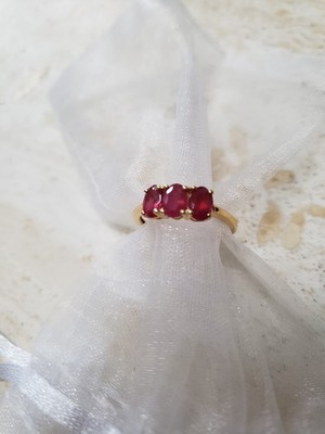 Afrikanischer Rubin, 2,5 Karat, Sterlingsilber Trilogie Ring, Größe M, 6.