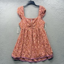 Free People Tabitha Mini Dress Pockets Floral Petal Combo Women’s Size L NWT