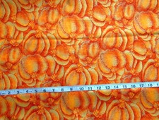 1 yd Cotton Fabric Iridescent Orange Gold Pumpkins
