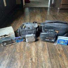 Lot Of Camera And 2 Camcorders With Cases Parts Of Repair Only Nikon JVC Quasar