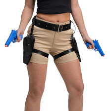 Double Thigh Holsters with Guns Adults Gun Holster Set Ladies Mens Fancy Dress