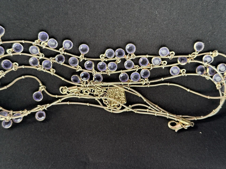 Collar Anne Klein Multi-Hebra con Gotas de Lavanda y Cadena Tono Dorado Foto 3 de 4