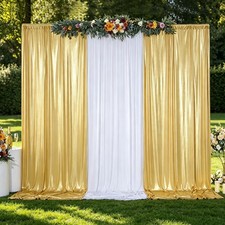 10x10FT Gold Sequin Backdrop Curtains Free Drapes for Wedding Party