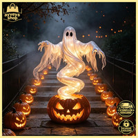Halloween Geister-KüRbis Hoflampe Gruselige Statue Weiß Deko Garten