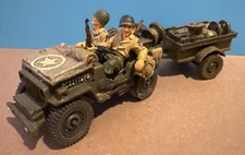 King & Country WWII US Jeep Trailer 82nd Airborne Soldiers Retired DD013 D-Day