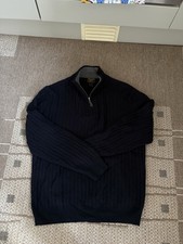 William Hunt Navy Blue Pure Cashmere Men’s Jumper Size L