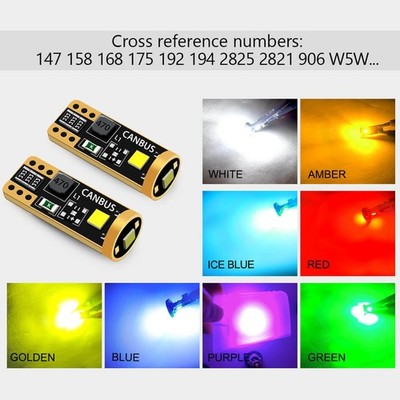 LED License Plate Bulbs 2PCS T10 194 168 2825 W5W   White, Red, Blue
