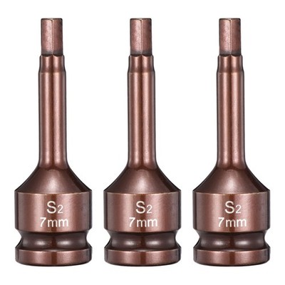 3-teilig 1/2'' Antrieb Impact Sechskant-Bit 7mm S2 Stahl für Hex-Stecknuss