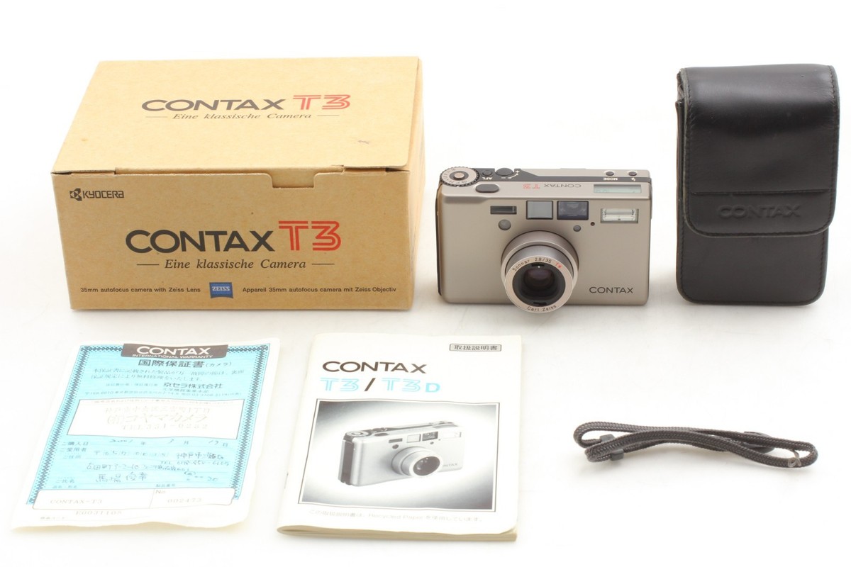 Contax T3 Silver S Teeth コンタックス コンパクト TOP MINT in BOX] Contax T3 Silver Single Teeth 35mm Film