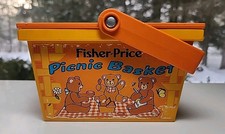 Vintage 1974 Fisher-Price Toys Picnic Basket  677 made in U.S.A.