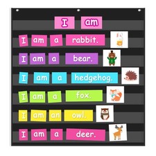 Black Standard Pocket Chart for Classroom or Homeschool Teaching Supplies 7 P...