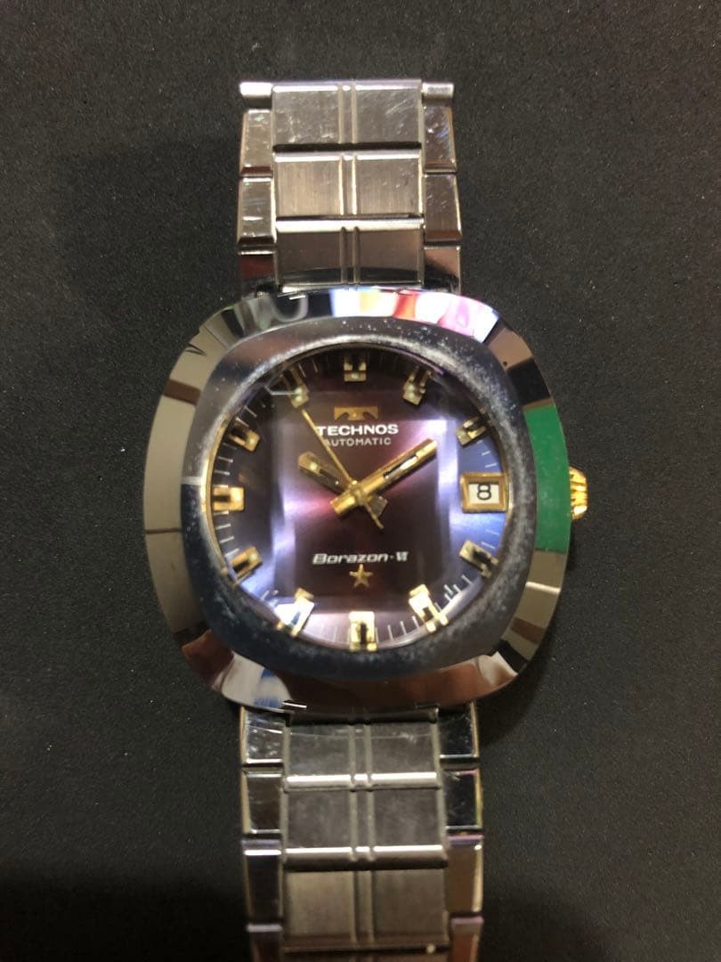 TECHNOS Borazon Watch Automatic Purple Dial Stain… - image 1