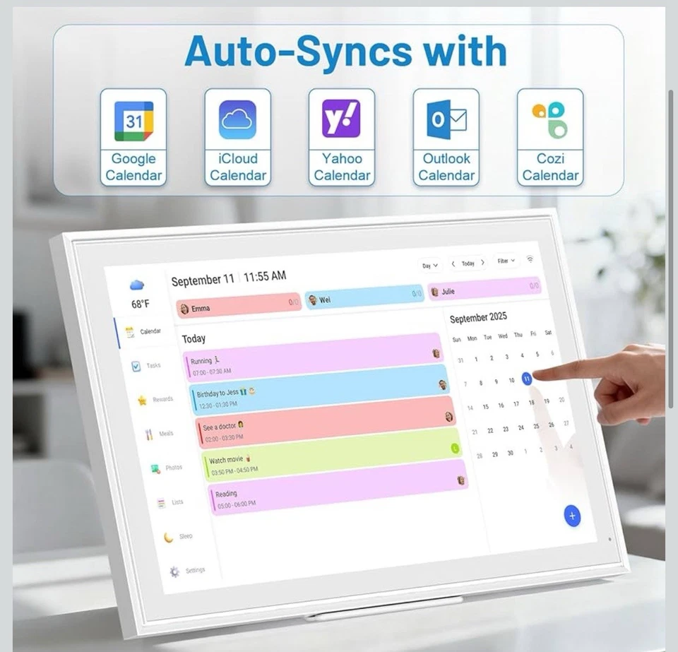 Calendario digital inteligente de 21,5 pulgadas y gráfico de tareas - Planificador familiar interactivo Foto 3 de 4