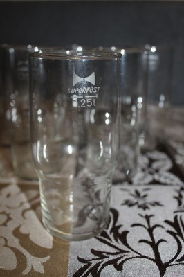 Set of 6, Superfest 0.25l GDR Mitropa Beer Glasses, Strong Glass East, Ceverit, CV