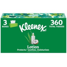 Kleenex Lotion Facial Tissues with Coconut 120 Pack of 3 , White
