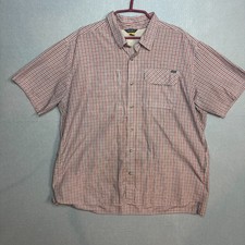 Eddie Bauer Plaid Button Up Orange Mens 2XL Outdoor Hiking Camp  1258