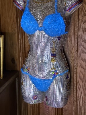 Jeweled Mannequin. Glow In The Dark. One Of A Kind. Bikini. Handmade.Eye Catcher