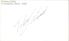 Toby Nivens Signed 3x5 Index Card Cut Mets Autograph Den