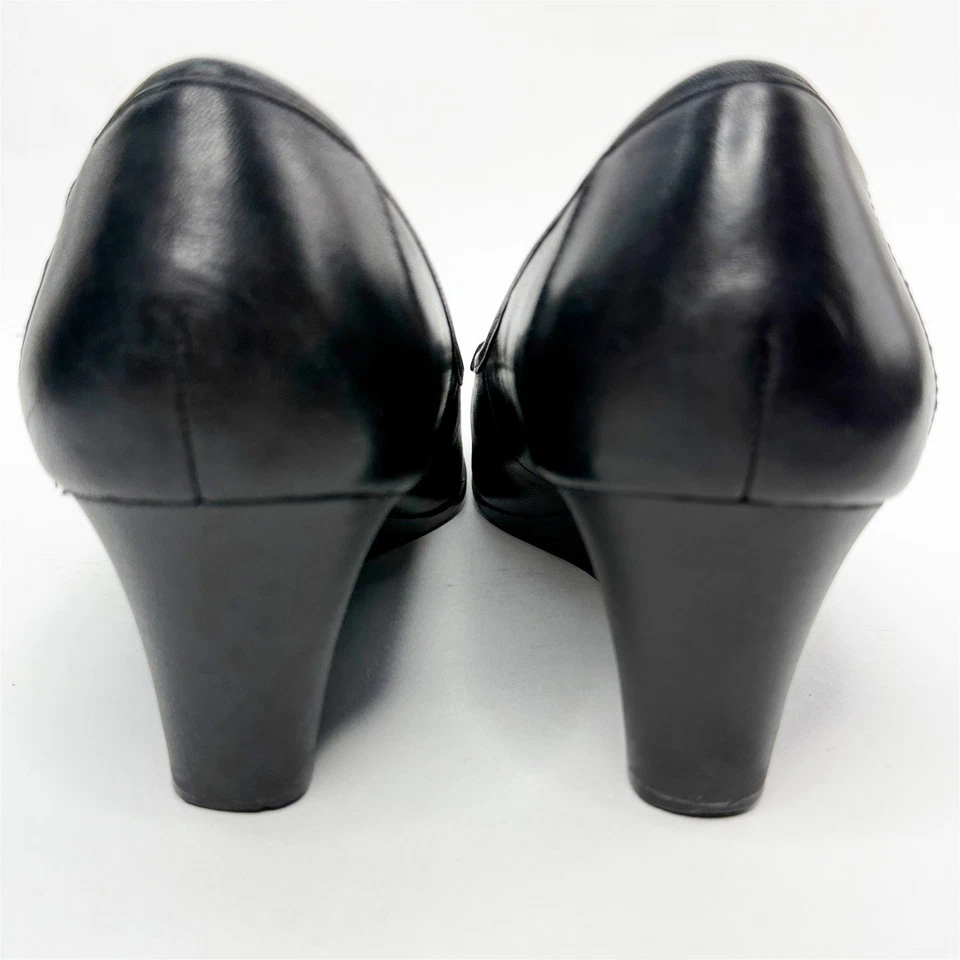 Lauren Ralph Lauren Rory 黑色皮革楔形乐福鞋女鞋 — 第 3/4 张图片