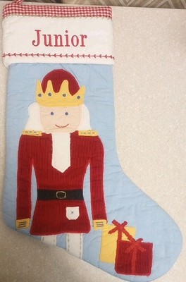 Pottery Barn Kids Light Blue Nutcracker Christmas Name Stocking- Junior
