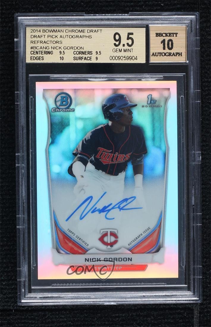2014 Bowman Draft Chrome Pick Refractor Nick Gordon BGS 9.5 GEM MINT Auto 7m3