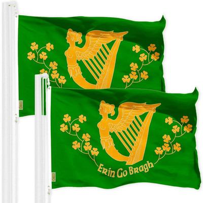 2 Pack: Erin Go Bragh Flag  3x5 Ft  LiteWeave Pro Series Printed 150D