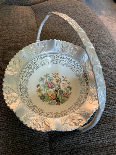 "Tazón/cesta de cerámica y metal Farber & Sheevin NY 6,5"" X 6"""
