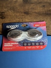 Speedo Gray/White Goggles Record Breaker Mirrored Adult 15 YRS Up Swimming