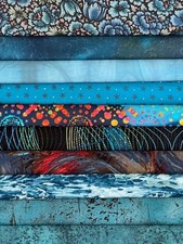 Quilting Fabric Lot - 10 Fat Quarters, Teal 1 FREE 11 FQ
