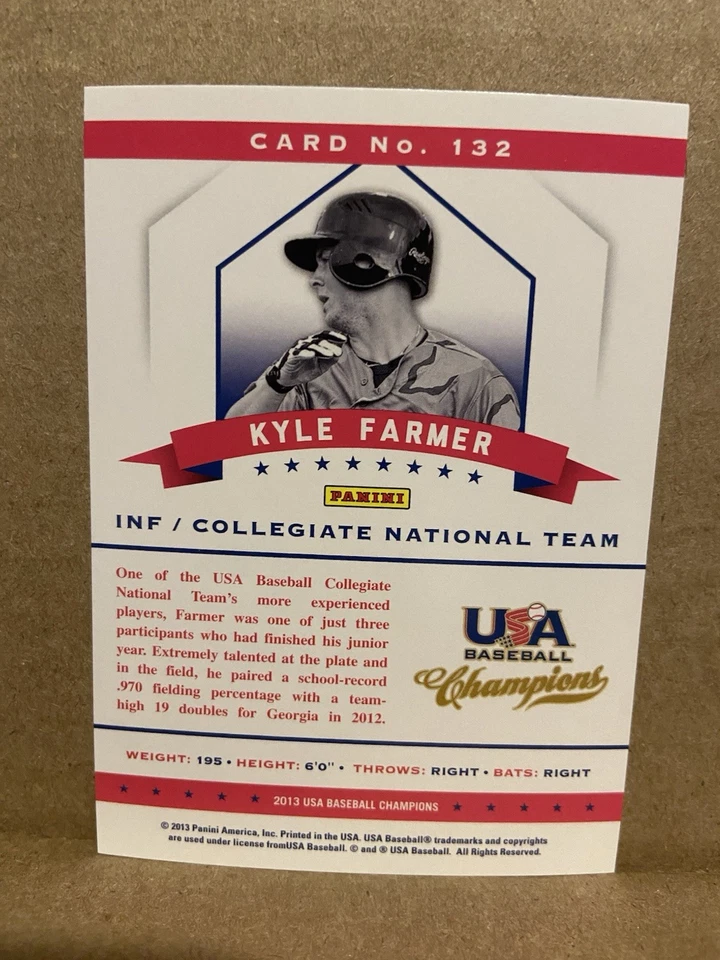 2013 Panini USA Baseball Champions Kyle Farmer #132 - Image 2 of 2