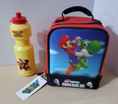 Nintendo New Super Mario Bros Wii Insulated Lunch Bag & Donkey Kong Water Bottle