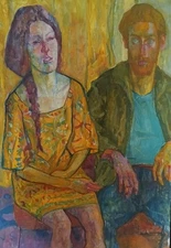 Joseph Solman, Wally and Jessie, Oil on Canvas, signed -  ONE OF A KIND ORIGINAL