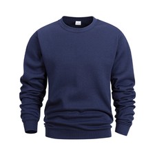 Men's round neck hooded sweatshirt for autumn and winter casual loose fit solid
