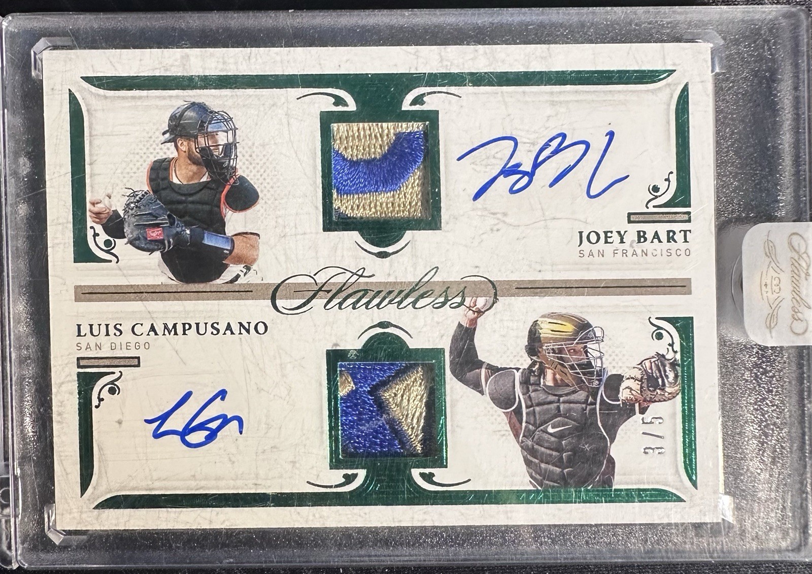 2021 Flawless Emerald 3/5 Joey Bart Luis Campusano RPA Rookie Dual Patch Auto RC