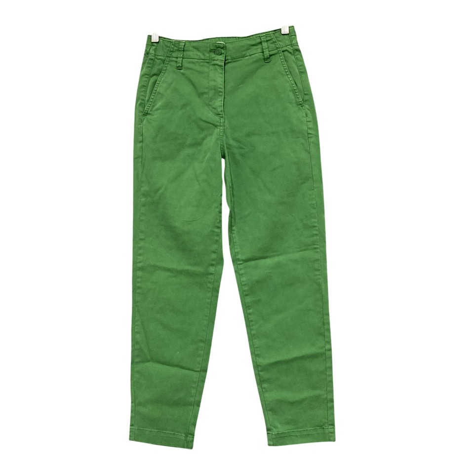 Sussan Pants Womens 6 Green Cotton Twill Tapered Chino Zip Waist Casual Spring